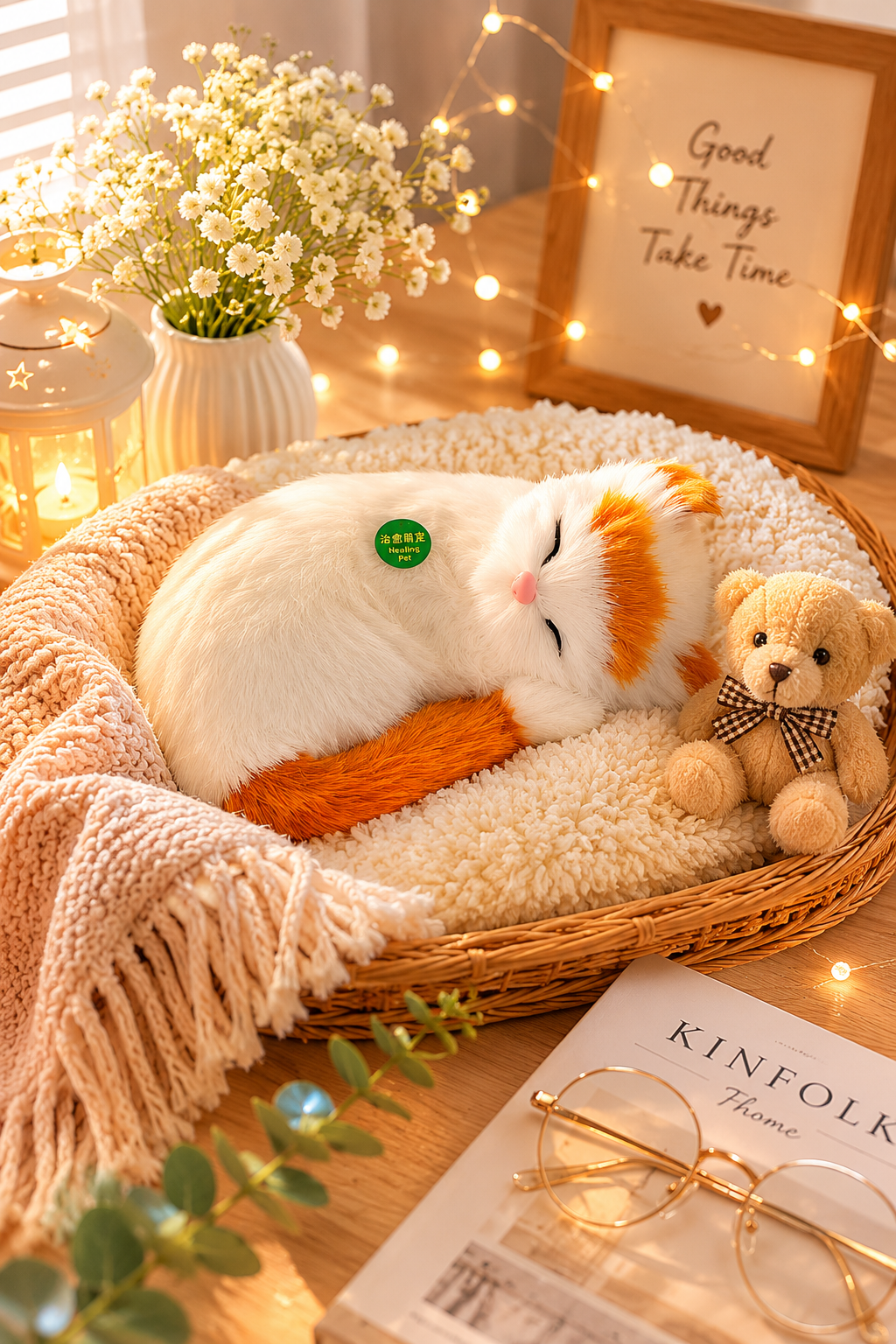 Realistic breathing cat plush bed toy cozy kitty India – Citydrop