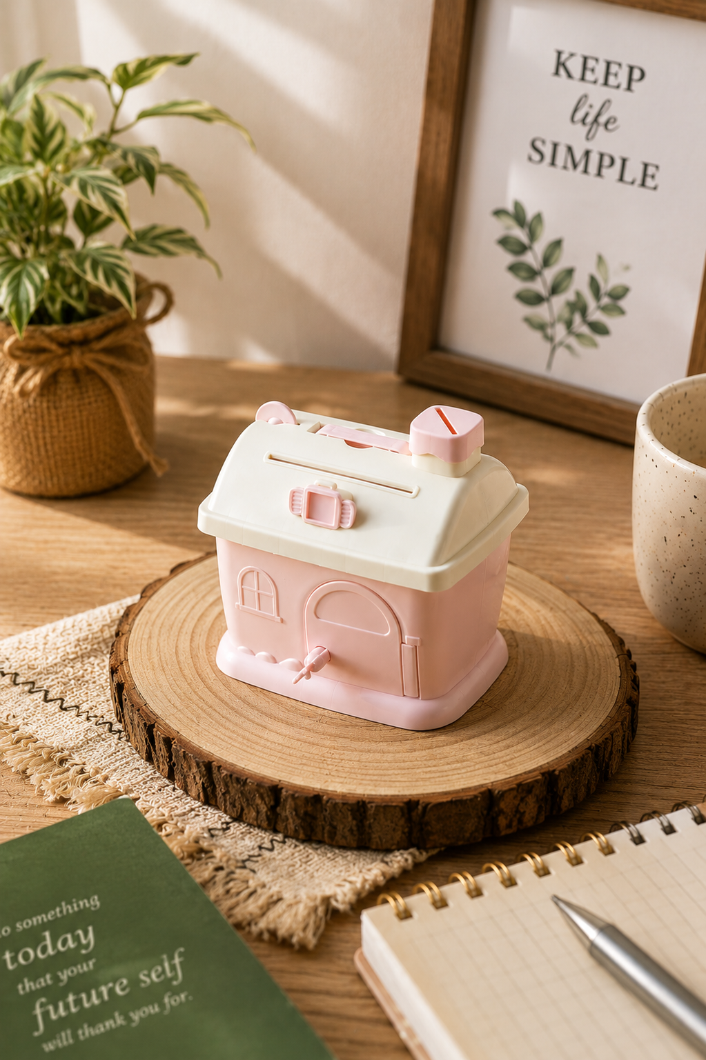 Cute cottage piggy bank pastel mini house money box India – Citydrop