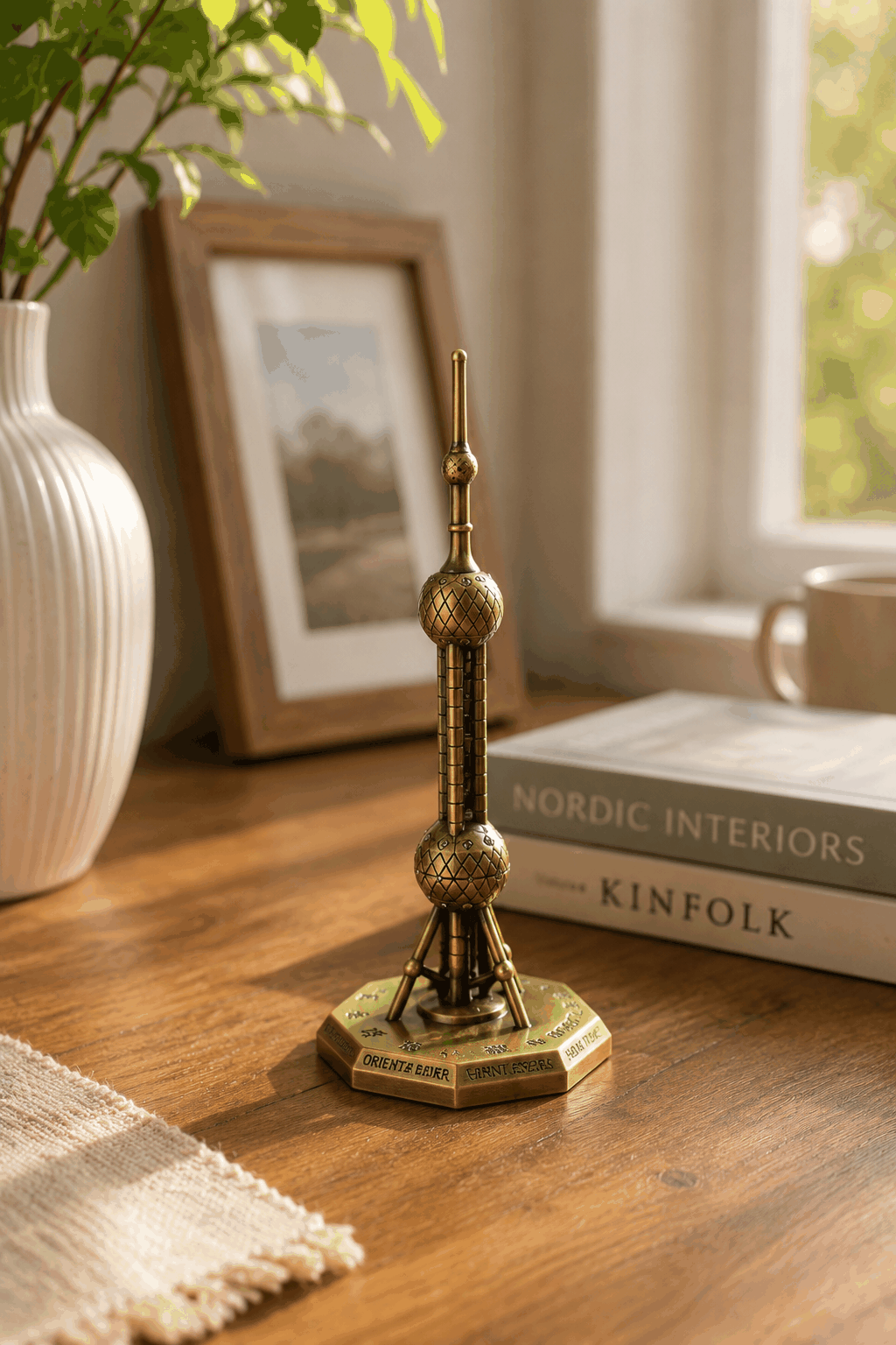 Luxury Oriental Pearl Tower Showpiece – Premium Metal Office Desk & Home Decor