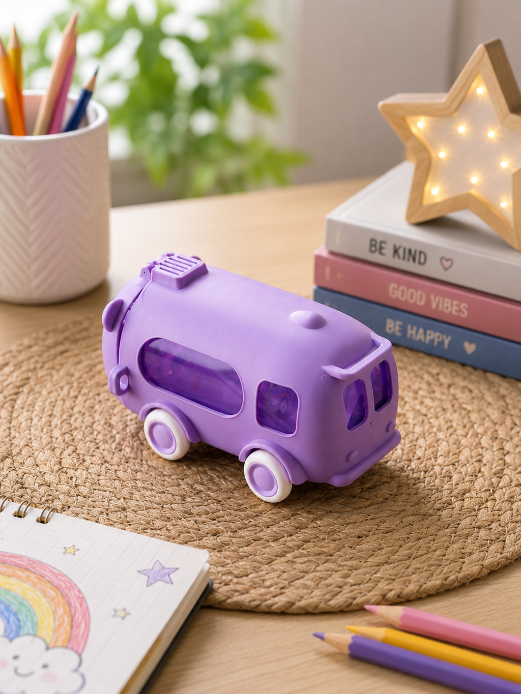 Cute purple vehicle water bottle for kids straw sipper India – Citydrop