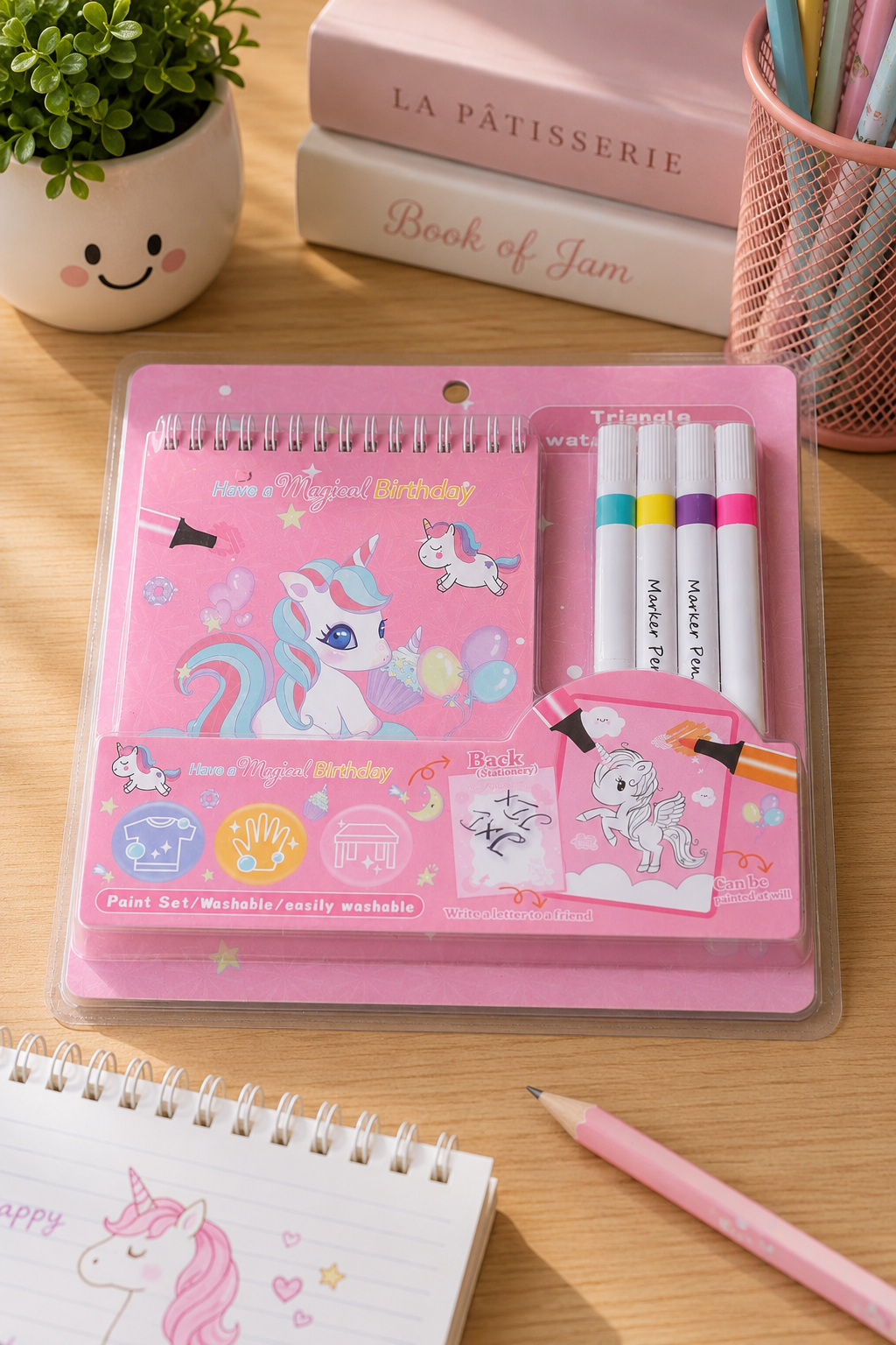Magical Unicorn Kids Stationery Set pink pastel design – Citydrop
