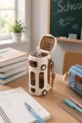 School bus style kids water bottle leakproof straw India – Citydrop