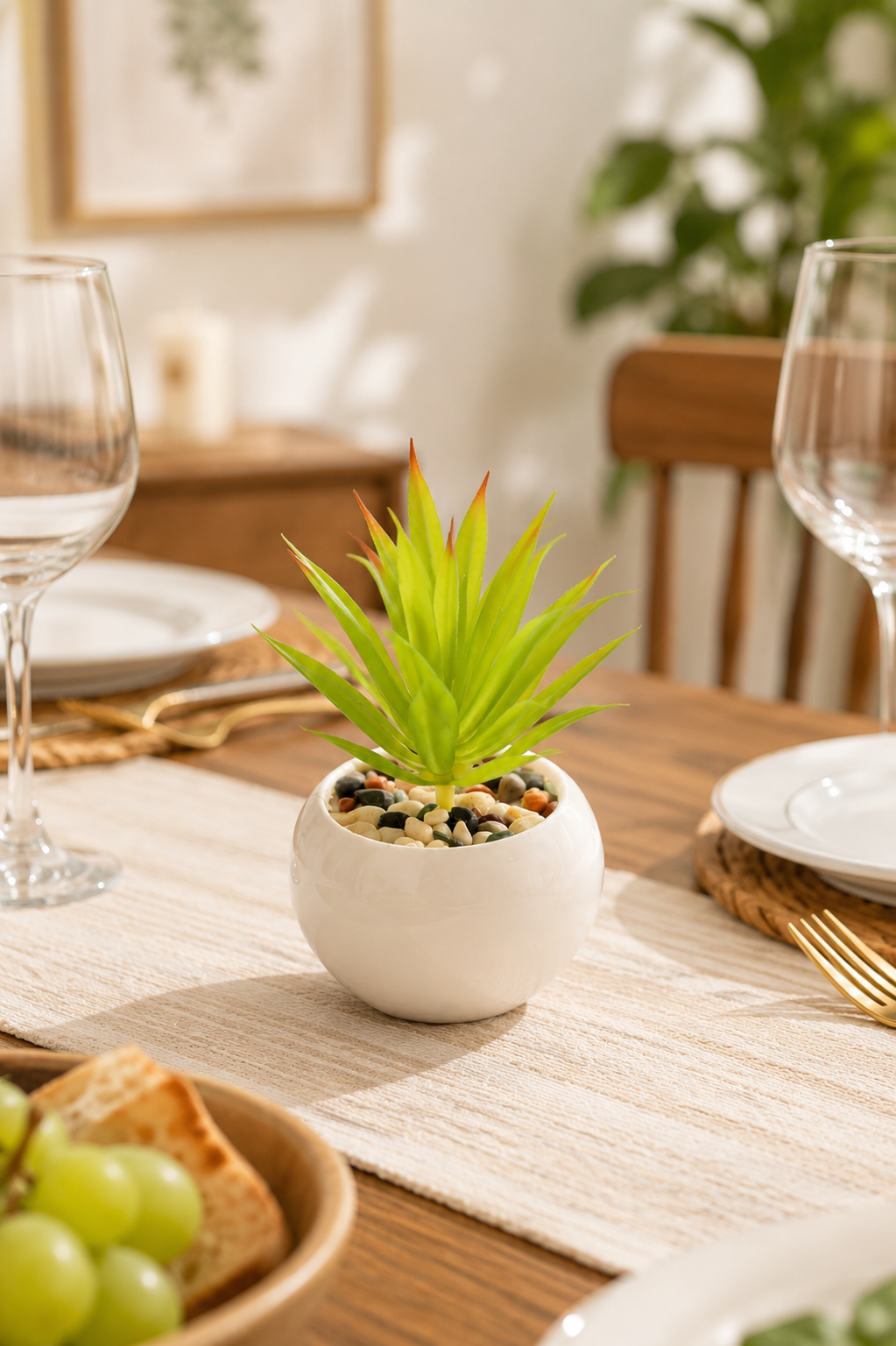 LushAura Mini Succulent Plant Pot – Elegant Artificial Tabletop Decor