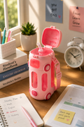 Cute pink bus kids water bottle leakproof straw India – Citydrop