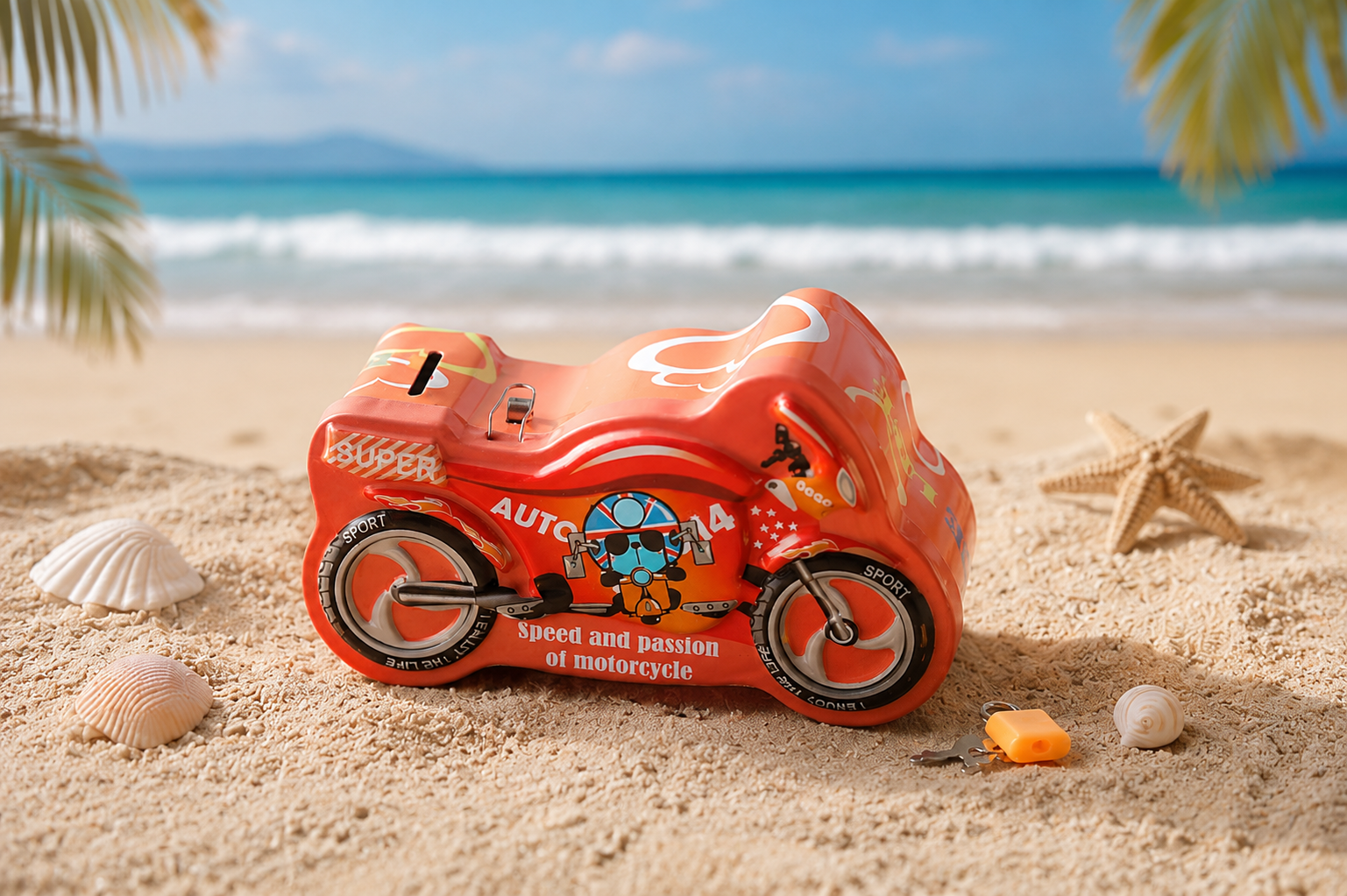 Racing motorcycle piggy bank kids coin storage box India – Citydrop