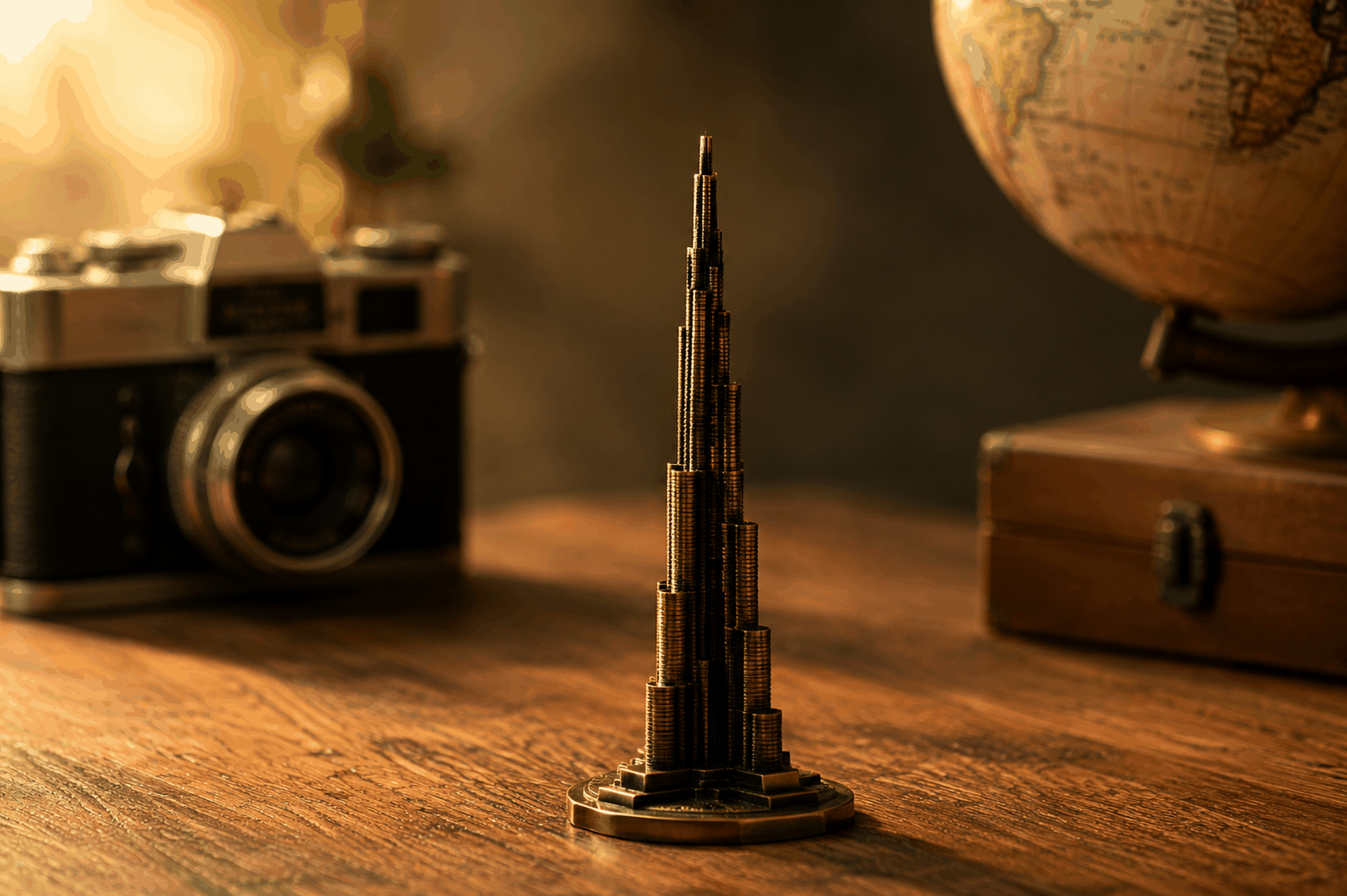 Premium Dubai Burj Khalifa Metal Statue Tabletop Decor