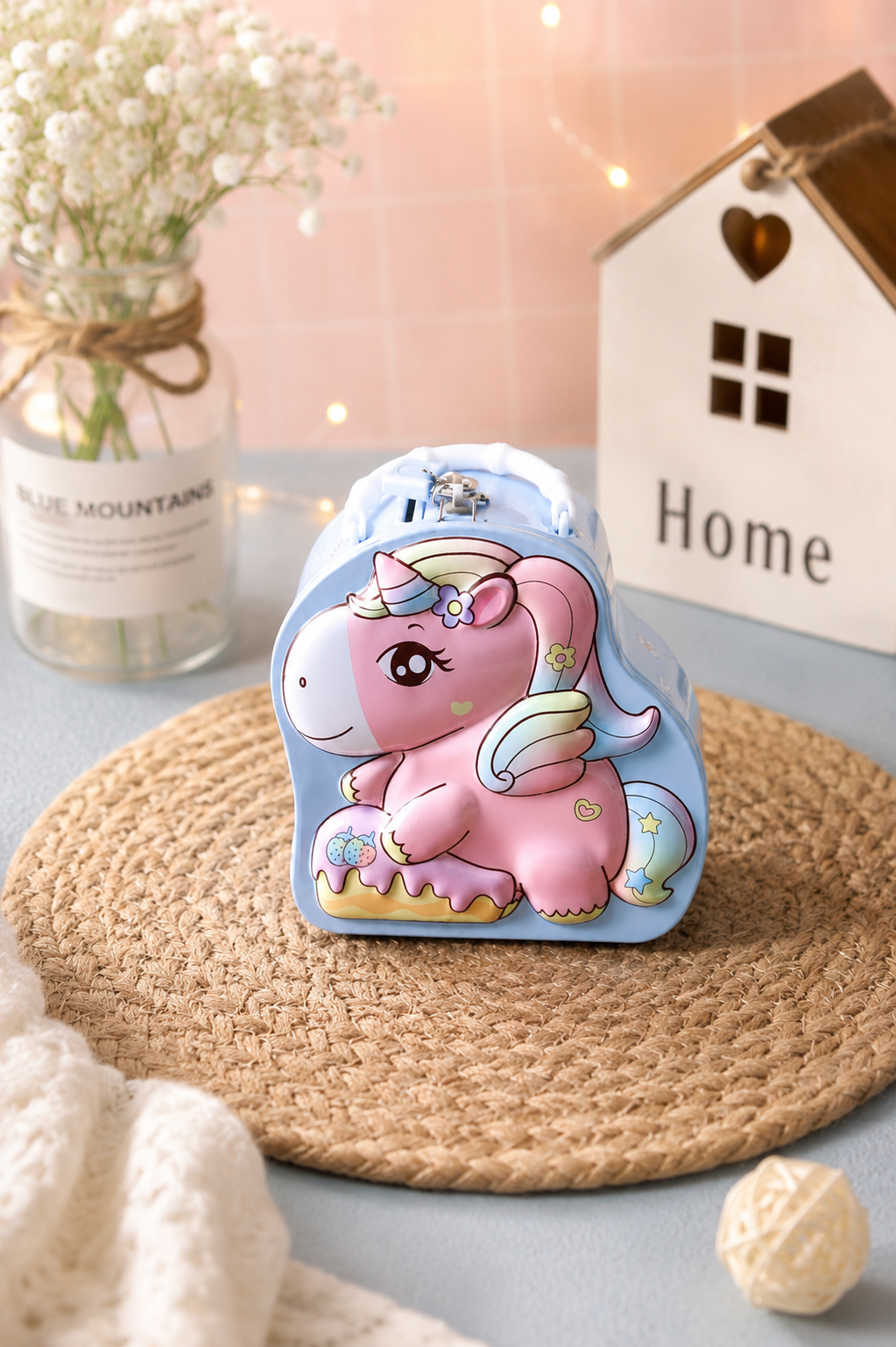 Unicorn fantasy coin bank for girls pastel blue pink India – Citydrop