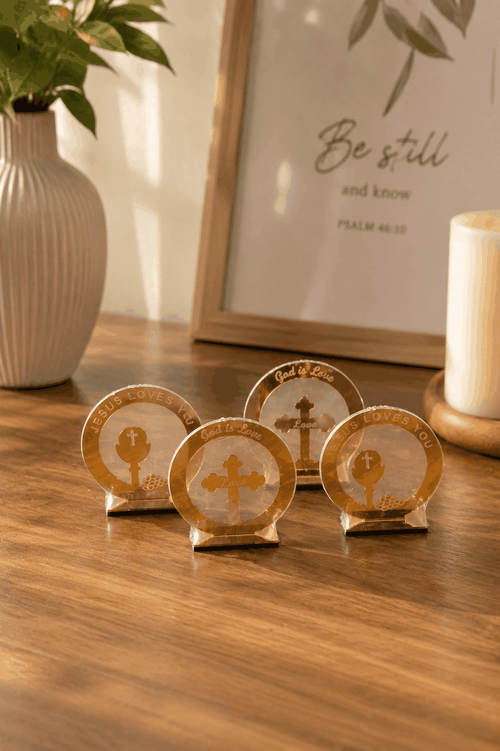 Jesus Loves You Crystal Cross Showpiece – Luxury Christian Home & Desk Decor