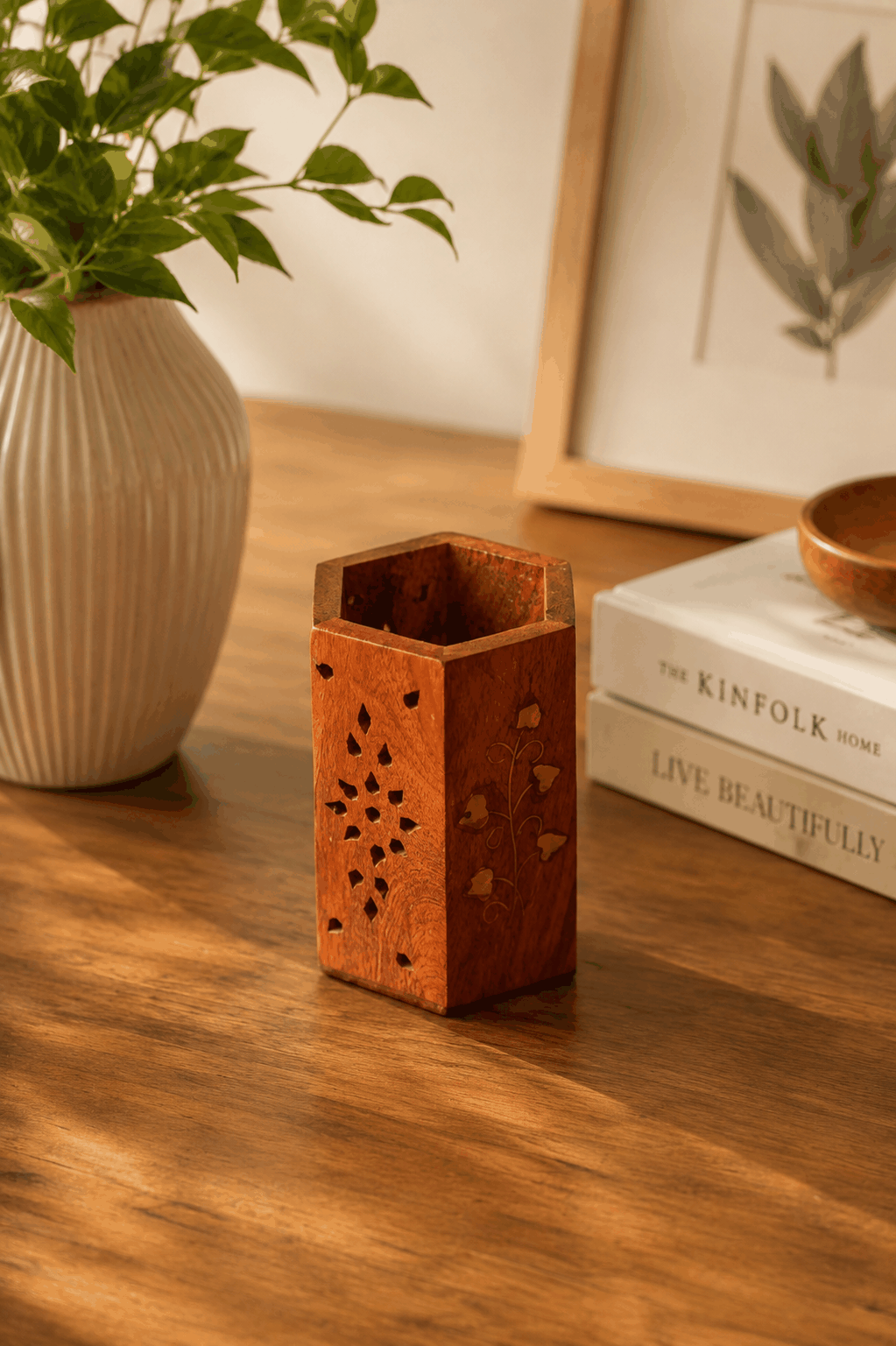 Handcrafted Wooden Pen Holder – Luxury Desk Organizer for Office & Study Table
