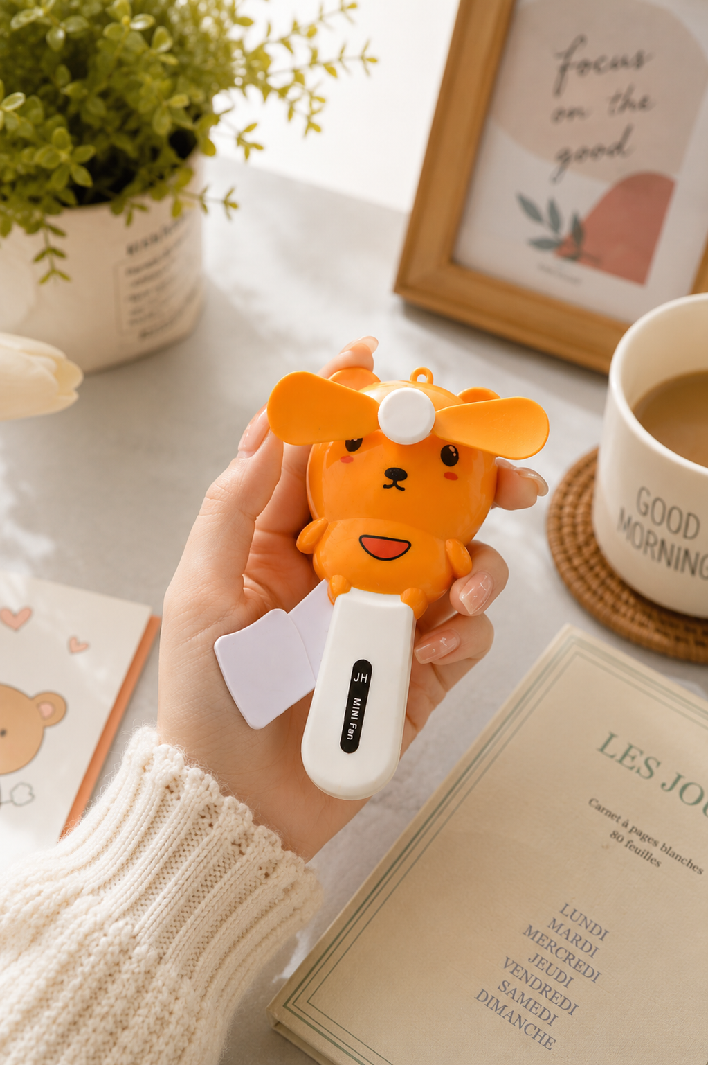 Cute Cartoon Bear Pocket Fan for Summer Travel & Office Use