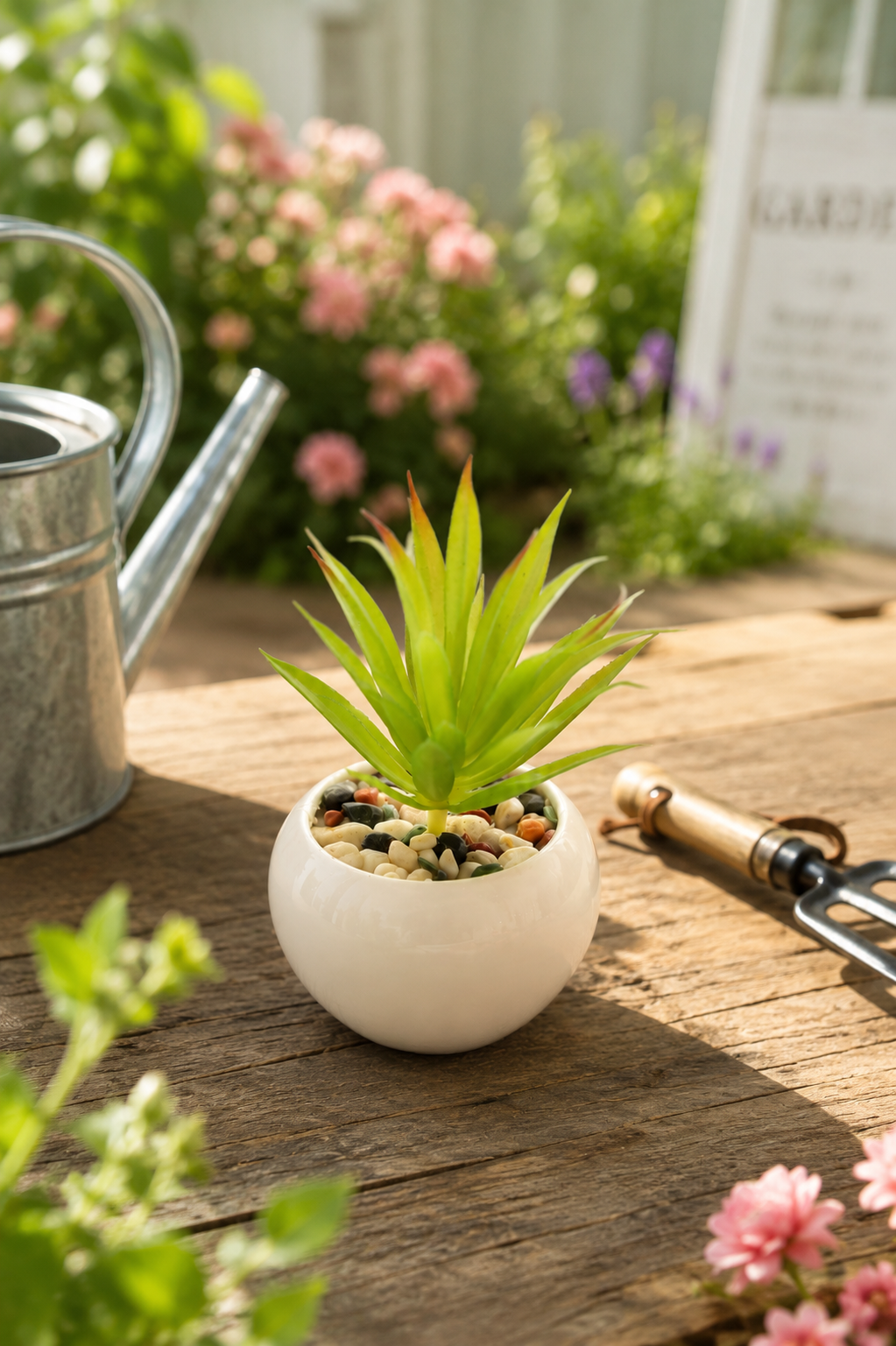 LushAura Mini Succulent Plant Pot – Elegant Artificial Tabletop Decor