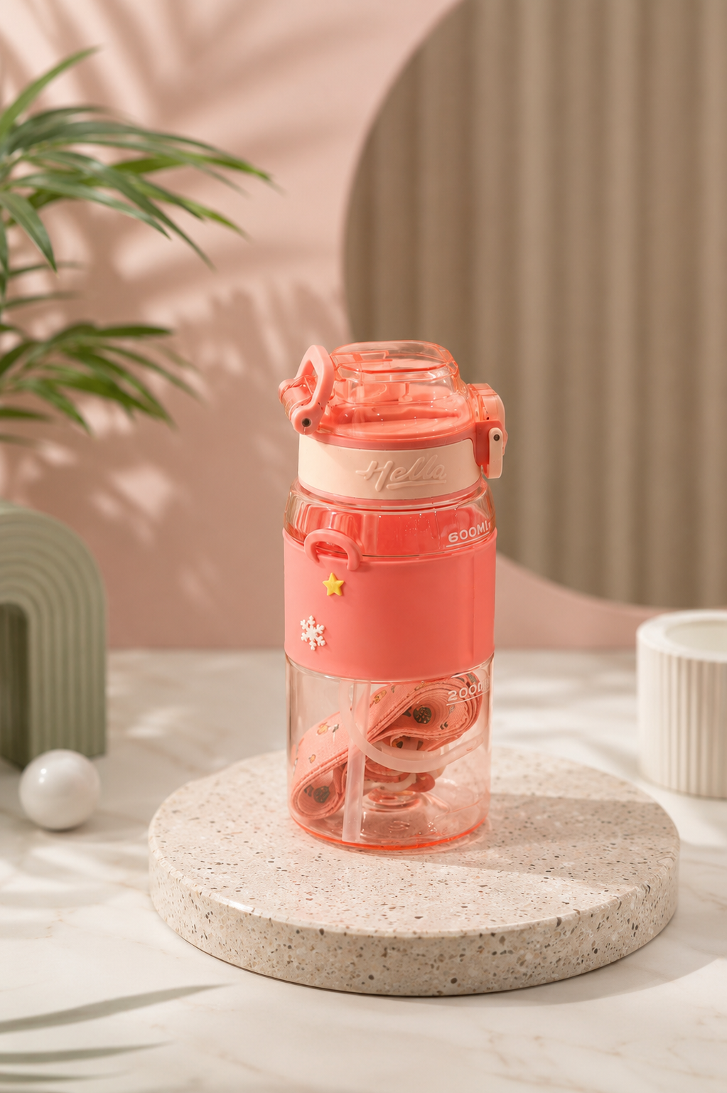 Cute pink kids water bottle leakproof carry strap India – Citydrop