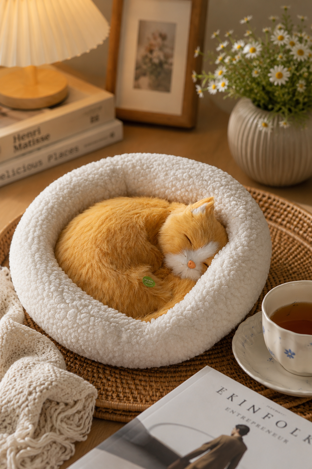 Sleeping cat plush cushion for desk bedroom gift India – Citydrop