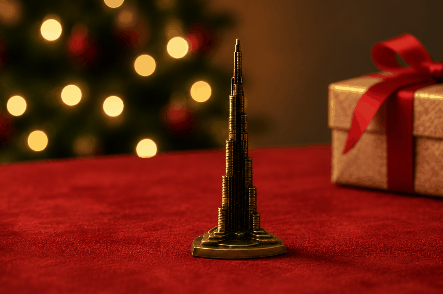 Premium Dubai Burj Khalifa Metal Statue Tabletop Decor