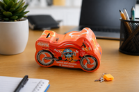 Red racing bike piggy bank with lock key for kids India – Citydrop