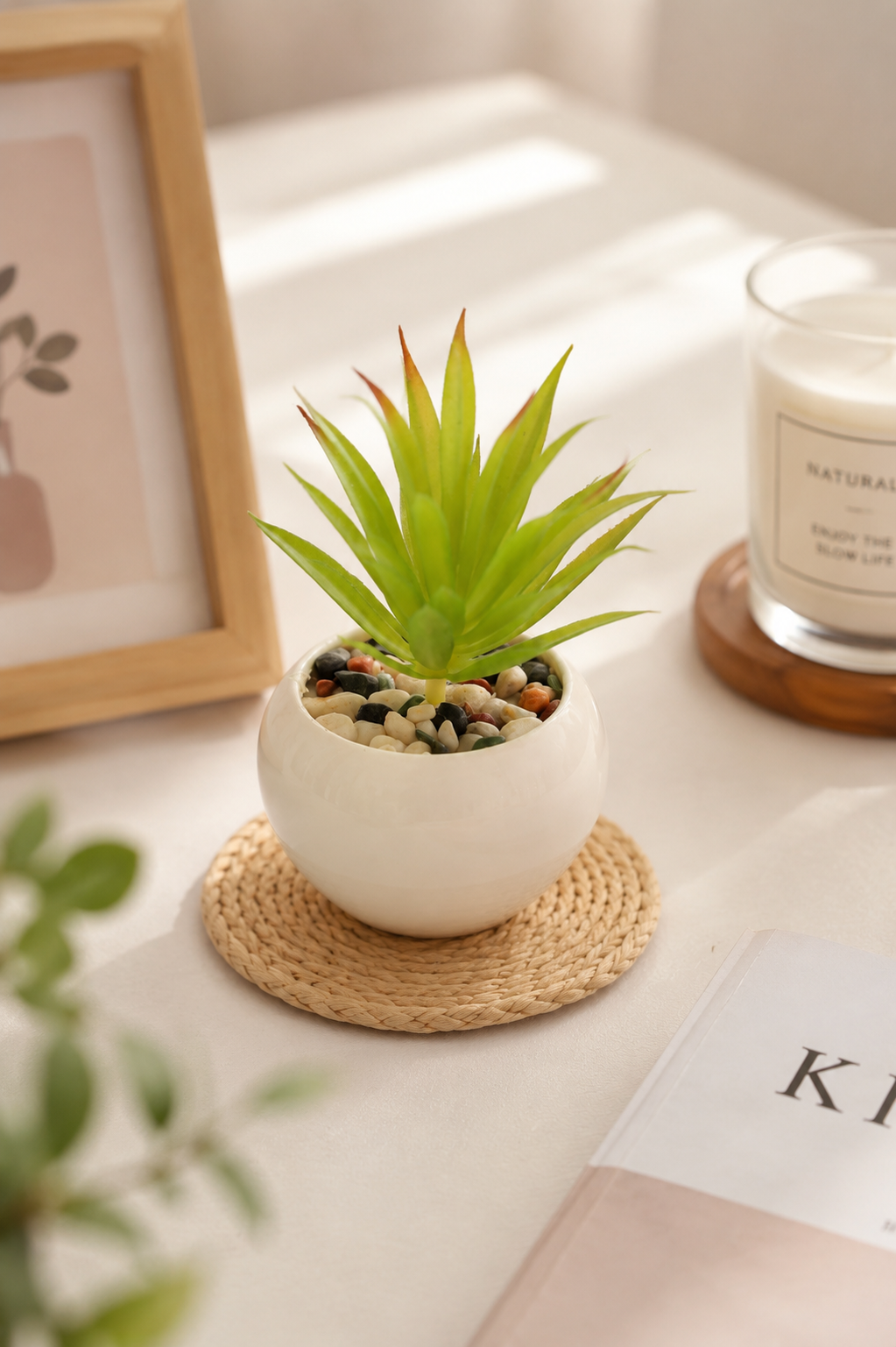 LushAura Mini Succulent Plant Pot – Elegant Artificial Tabletop Decor