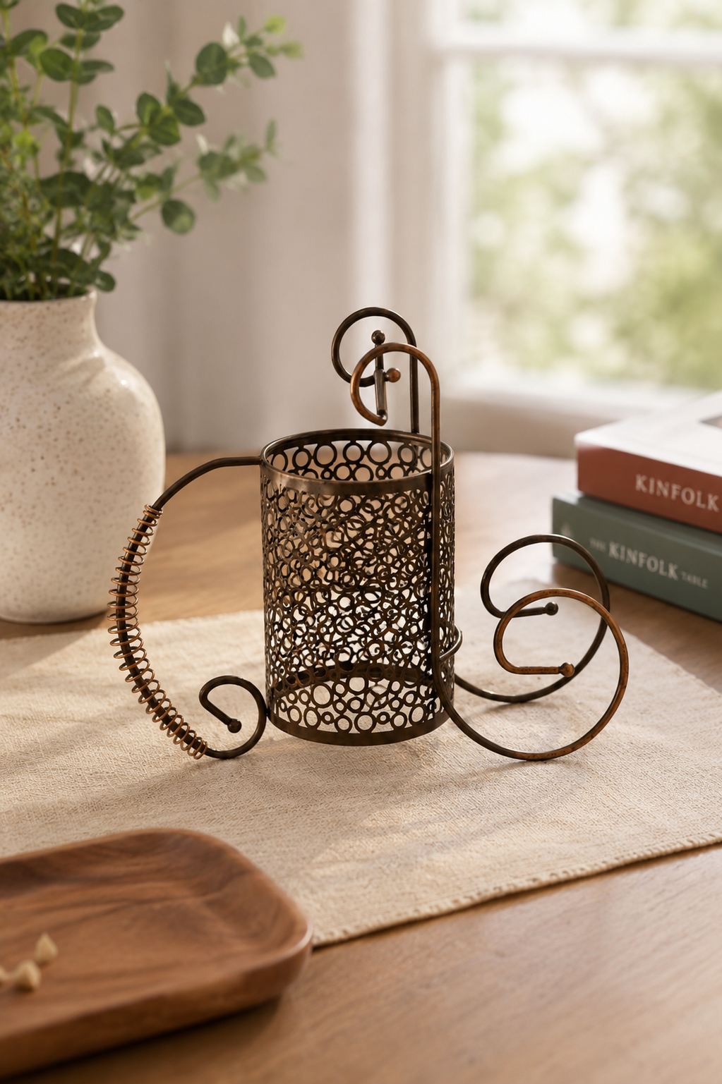 Antique Metal Cycle Desk Organizer – Modern Home Office Pen Stand