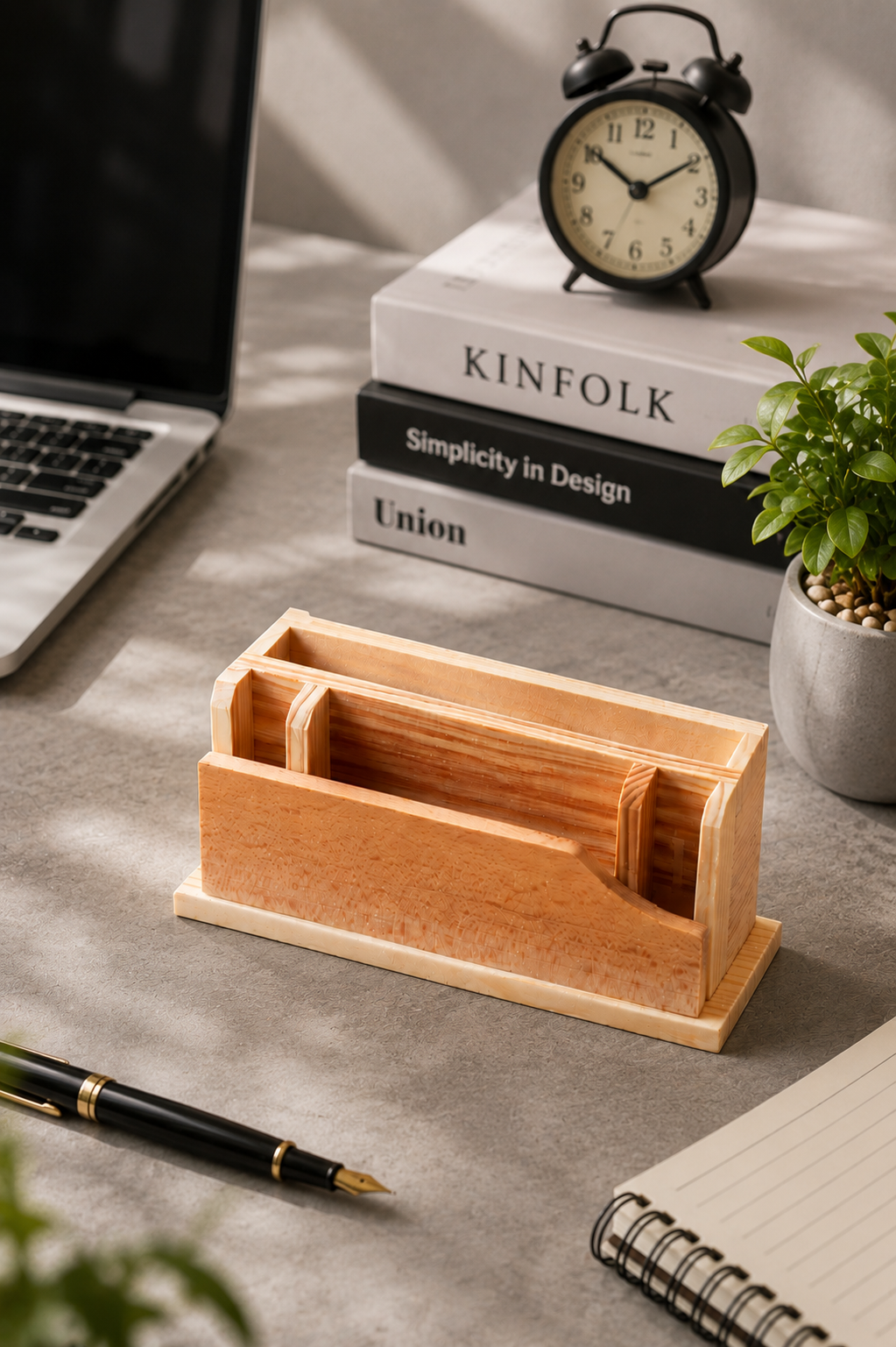 Minimalist wooden desk organizer multiple compartments India – Citydrop