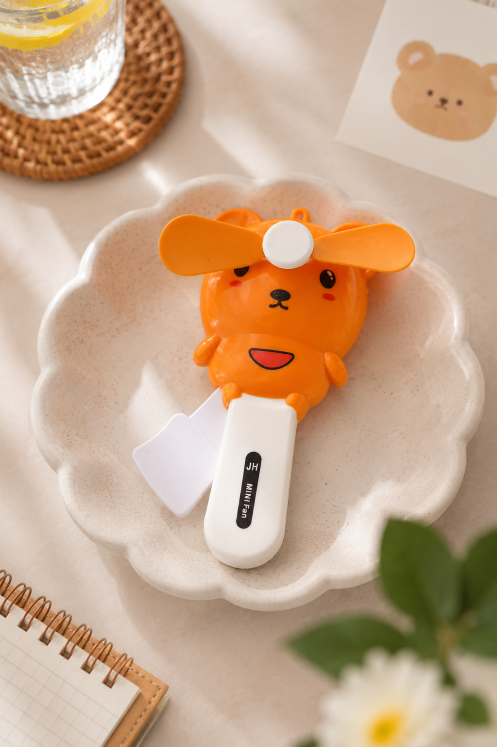 Cute Cartoon Bear Pocket Fan for Summer Travel & Office Use