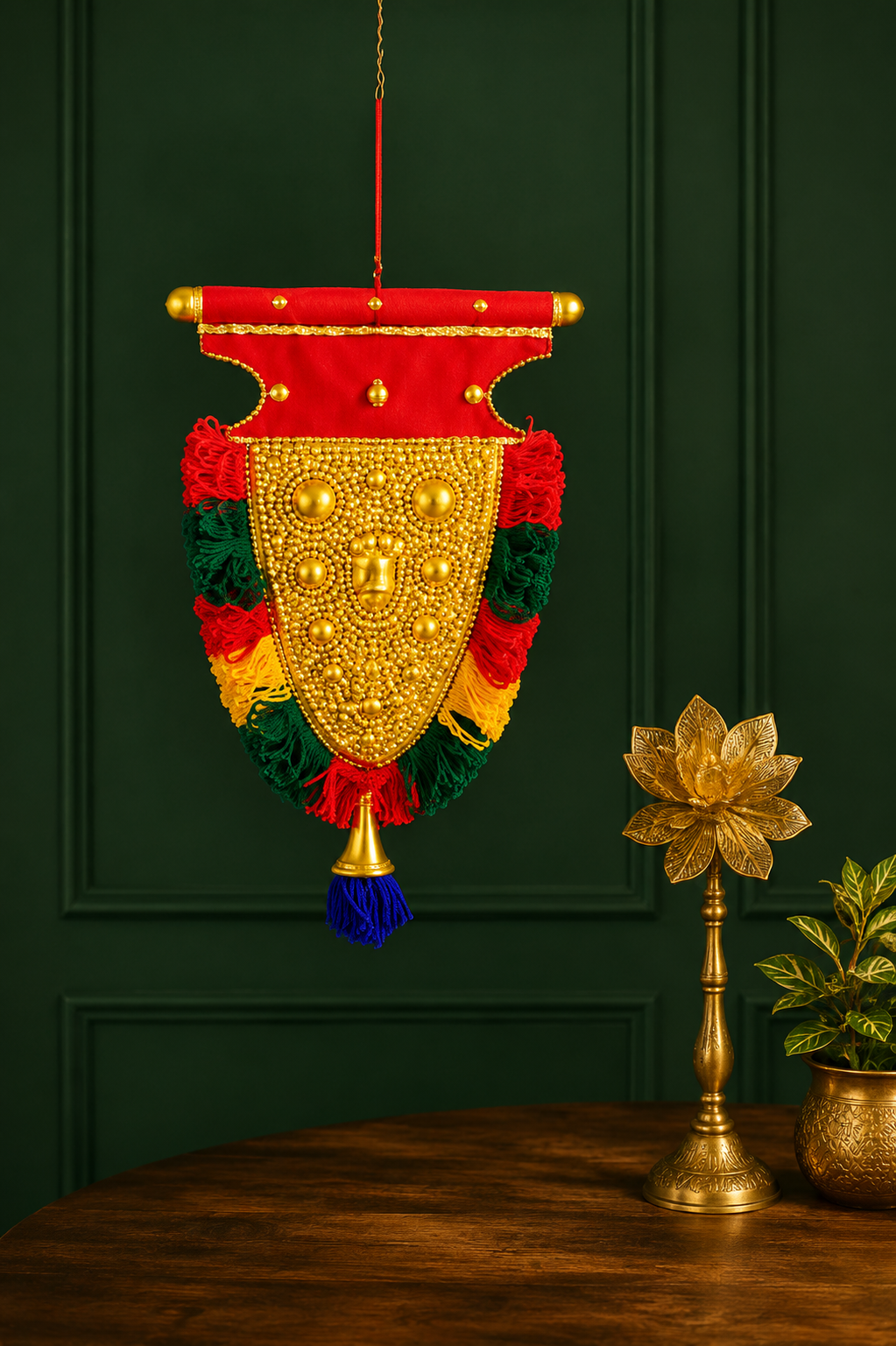 Handcrafted Kerala Traditional Hanging Ornament with Golden Finish