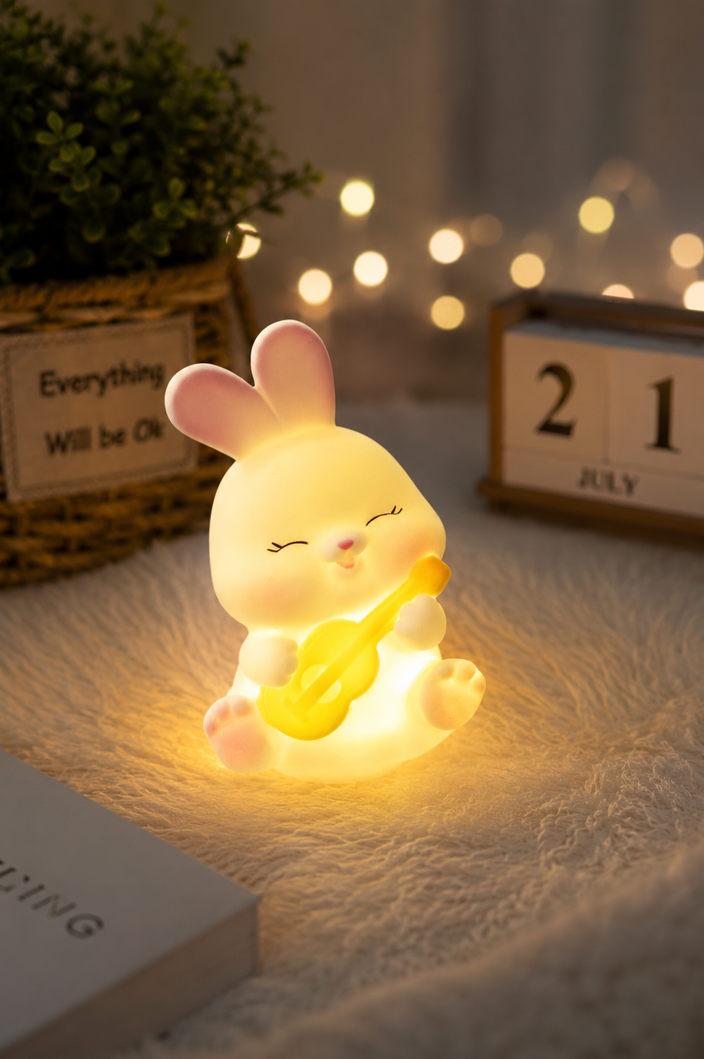 Cute Rabbit Ambient Night Lamp with Soft Touch Glow