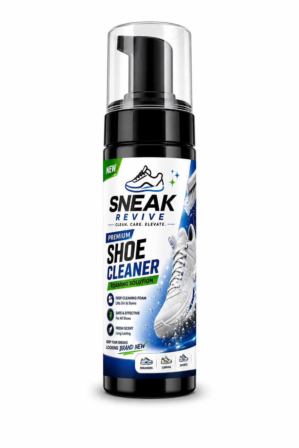 Sneak Revive Foaming Shoe Cleaner Spray - Deep Clean Solution for Sneakers, Canvas, Sports & Leather Shoes (150ml)