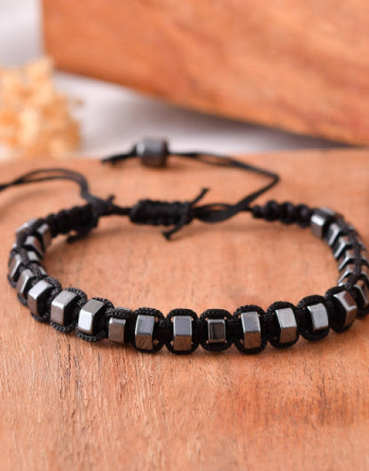 Adjustable Black Hematite Bracelet for Men & Women