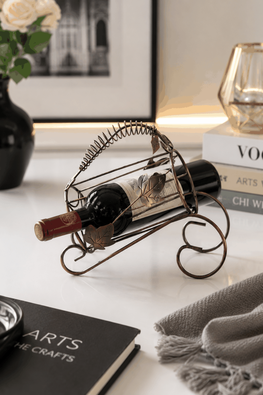 Modern Rustic Wine Bottle Holder for Kitchen & Dining Decor
