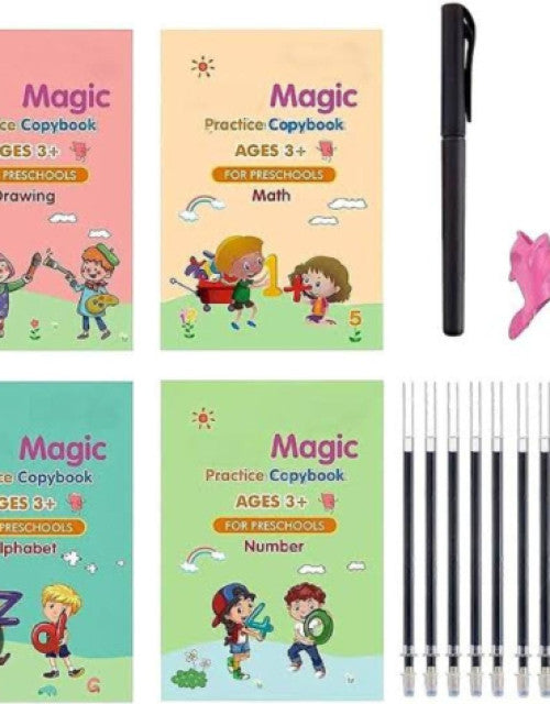 Magic Book for Kids, Sink Magic Practice CopyBook, (4 Books+10 Refills+1 Pen+1 Grip) ( Pack Of 1 )