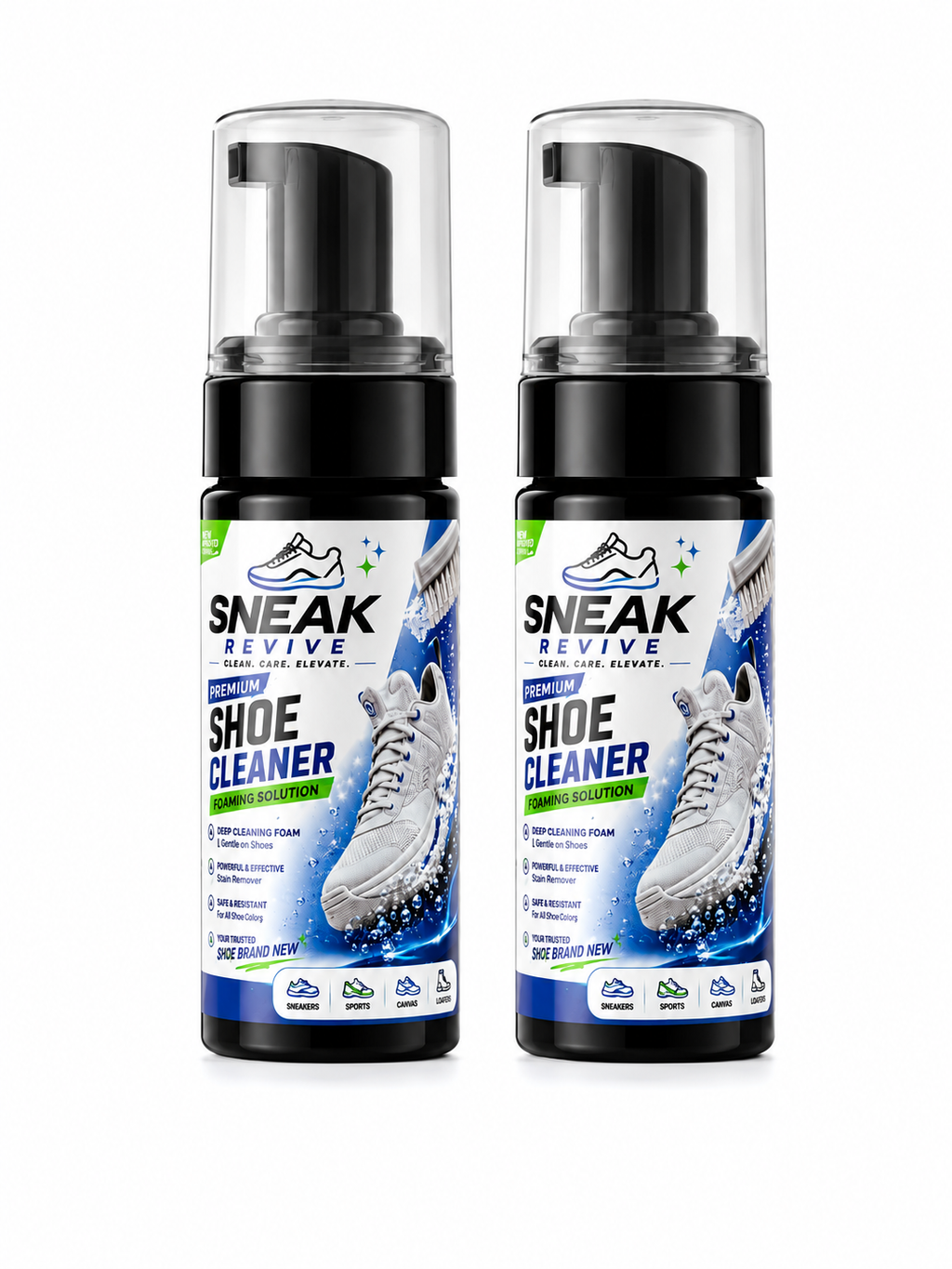 Sneak Revive Premium Shoe Cleaner Foaming Solution - Pack of 2 (150ml Each)