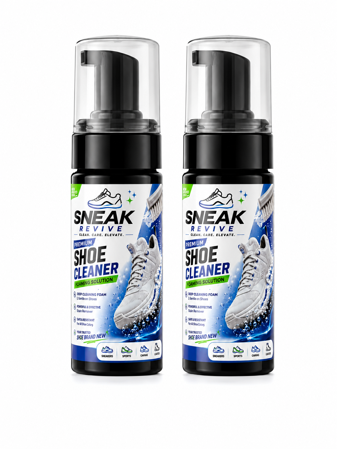 Sneak Revive Premium Shoe Cleaner Foaming Solution - Pack of 2 (150ml Each)