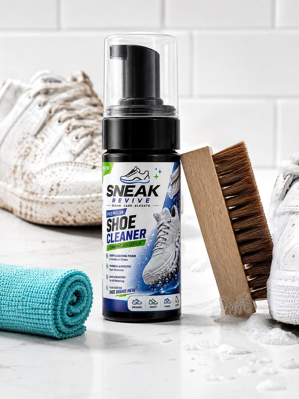 Sneak Revive Foaming Shoe Cleaner Spray - Deep Clean Solution for Sneakers, Canvas, Sports & Leather Shoes (150ml)