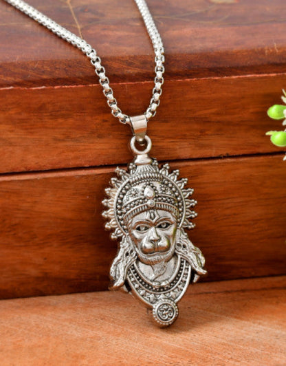Sterling Divine Hanuman Face Pendants Oxidised for Men & Women