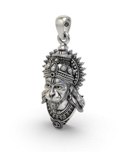 Sterling Divine Hanuman Face Pendants Oxidised for Men & Women