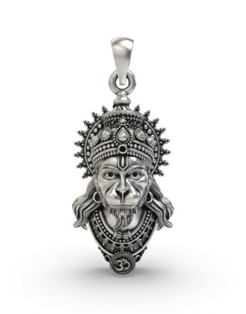 Sterling Divine Hanuman Face Pendants Oxidised for Men & Women