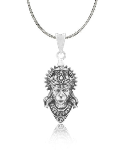 Sterling Divine Hanuman Face Pendants Oxidised for Men & Women