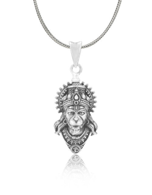 Sterling Divine Hanuman Face Pendants Oxidised for Men & Women