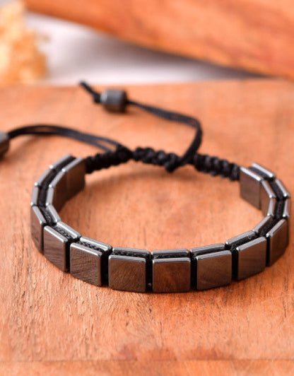 Stylish Black Square Hematite Healing Bracelet for Men & Women