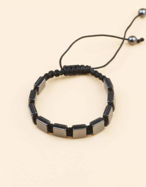 Stylish Black Square Hematite Healing Bracelet for Men & Women