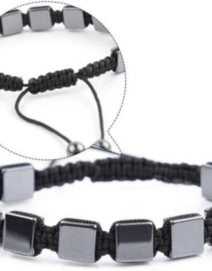 Stylish Black Square Hematite Healing Bracelet for Men & Women