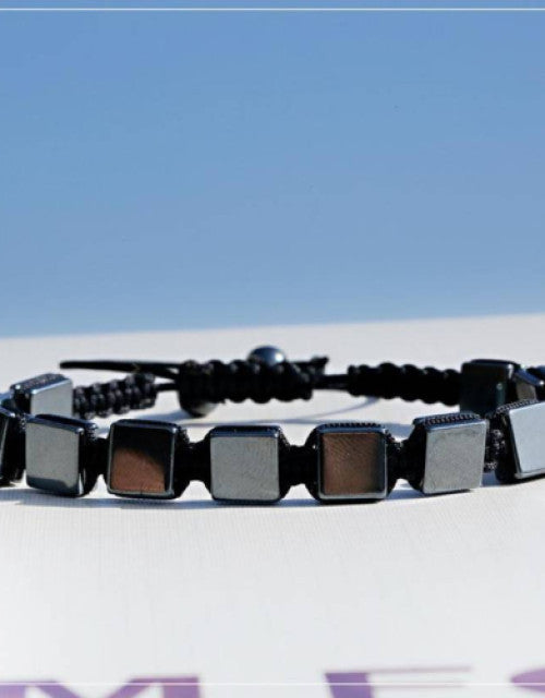 Stylish Black Square Hematite Healing Bracelet for Men & Women