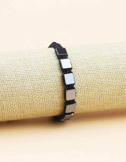 Stylish Black Square Hematite Healing Bracelet for Men & Women