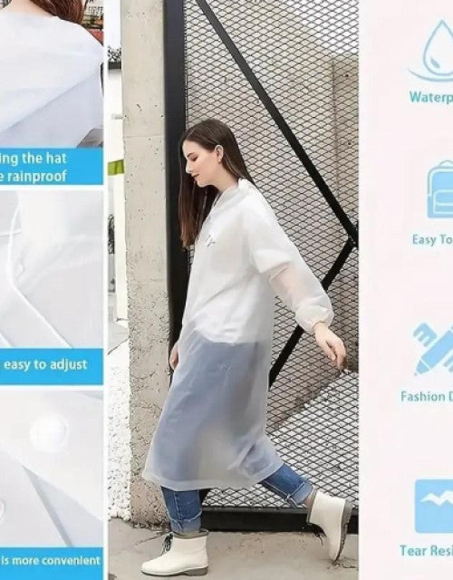 Unisex Hooded Button- Raincoat - Reusable for Adults